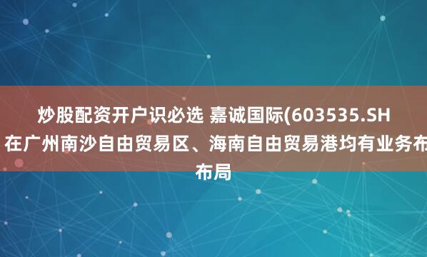 炒股配资开户识必选 嘉诚国际(603535.SH)：在广州南沙自由贸易区、海南自由贸易港均有业务布局