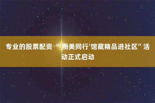 专业的股票配资 “‘雨美同行’馆藏精品进社区”活动正式启动