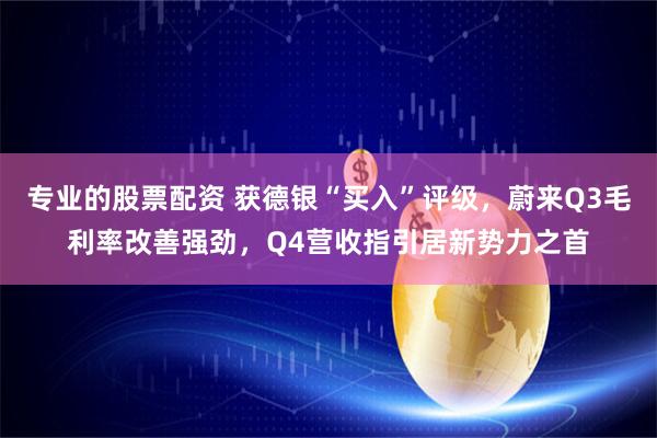 专业的股票配资 获德银“买入”评级，蔚来Q3毛利率改善强劲，Q4营收指引居新势力之首